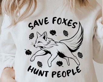 Save Foxes Hunt People Svg, Cute Fox Svg, Fox Face Svg, Fox Clipart, Fox Png For Shirt, Cricut Fox Svg Black And White Print, Commercial Use