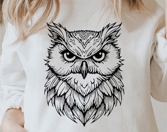 Cool Owl Svg, Owl Png, Owl Outline, Cool Owl Shirt Design, Bird Png, Night Owl Png, Owl Lover Svg, Owl Svg Black and White, Commercial Use