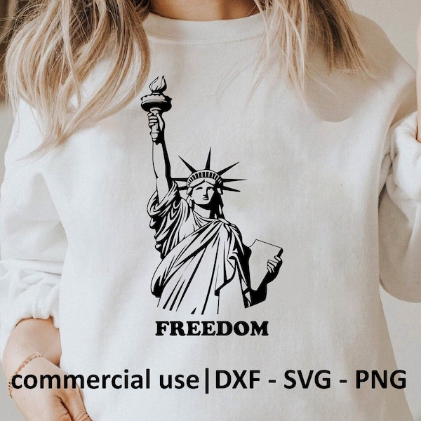 Freedom Svg For Shirt, Statue Of Liberty Clipart, Statue Of Liberty Svg, Statue Of Liberty Svg Black And White Print, Commercial Use License