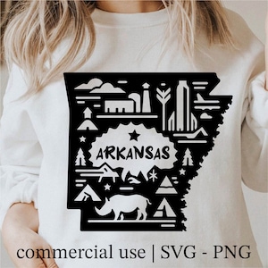 Arkansas Svg, staat Svg, Arkansas omtrek, Arkansas Shirt Design, Arkansas Png, Arkansas Svg zwart-wit, commercieel gebruik