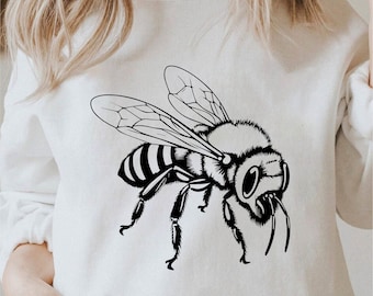 Realistic Honey Bee Svg, Honeybee  Png, Bumble Bee Clipart, Bee Silhouette Svg, Honey Bee Svg Black And White Prints, Commercial Use License