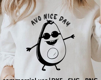 Avo Nice Day Svg, Avo Nice Day Png, Cute Avocado Svg, Avocado Cricut Cut Files, Avocado Svg Black And White Prints, Commercial Use License