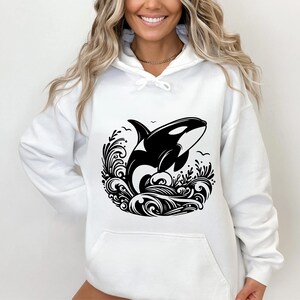 14 Orca Bundle Svg, Whale Bundle Svg, Cute Orca Clipart, Orca Silhouette Png, Orca Png, Whale Lover Svg Czarno-biały, Komercyjne zastosowanie zdjęcie 6