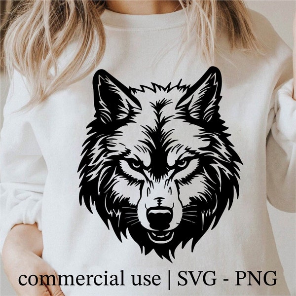 Cooler Wolfskopf-Svg, geschichteter Wolf-Svg, Wolf-Svg schwarz und weiß Cricut, SVG geschnitten Datei, Wolf-Svg-Schwarzweiß-Drucke, kommerzielle Nutzung Lizenz