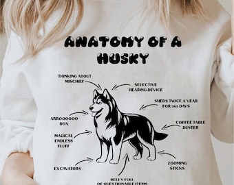 Anatomie van een husky SVG, grappige husky hond SVG, husky minnaar SVG, Cricut husky SVG, schattige husky PNG, husky minnaar clipart, commercieel gebruik