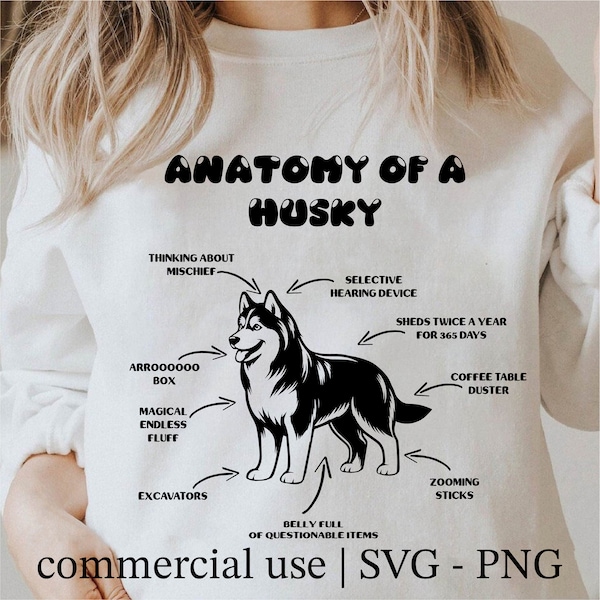Anatomy of a Husky Svg, Funny Husky Dog Svg, Husky Lover Svg, Cricut Husky Svg, Cute Husky Png, Husky Lover Clipart, Commercial Use