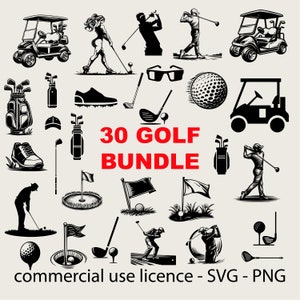 30 Design Golf Svg Bundle, Cricut Golf Ball Svg, Golf Club Svg, Golf Cart Png, Golf Clipart, Golfing Svg Black And White, Commercial Use