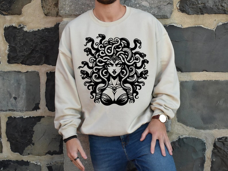 15 Pcs Medusa Svg Bundle, Medusa Png for Shirt Design, Cool Medusa Tattoo Design, Cricut Medusa Svg Black and White Print, Commercial Use image 8