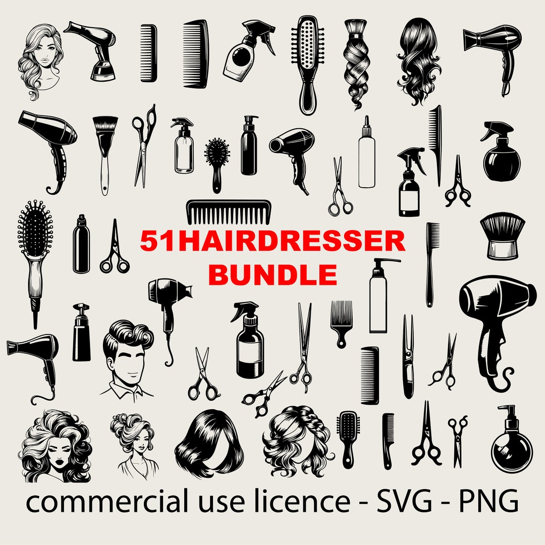 51 Hairdresser Svg Bundle, Barber Tools Png, Cricut Hairdresser Scissor