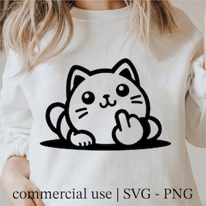 Cat Middle Finger Svg, Funny Cat Svg, Middle Finger Cat Png, Cute Curious Kitten Svg, Middle Finger Lover Clipart, Commercial Use