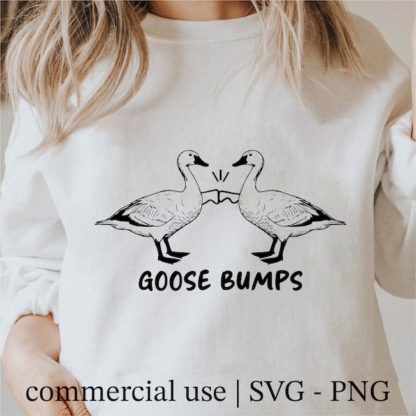 Funny Goosebumps Svg, Cute Goose Clipart, Aesthetic Svg, Canadian Goose Svg, Cricut Goose Svg Black And White Prints, Commercial Use