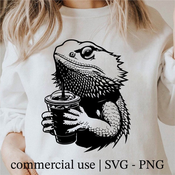 Bearded Dragon Svg, Bearded Dragon Png, Bearded Dragon Lover Svg, Cricut Reptile Png Black And White Print, Commercial Use