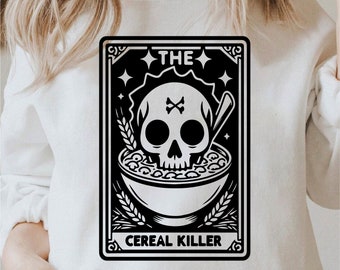 The Cereal Killer Tarot Card Svg, Skull Tarot Cards Svg, True Crime Lover Tarot Cards Png, Sarcastic Tarot Card Clipart, Commercial Use