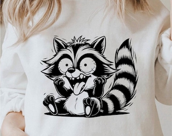Cute Raccoon Svg, Raccoon Png, Baby Raccoon Png, Funny Raccoon Svg, Cool Raccoons Svg Black And White Prints, Commercial Use License