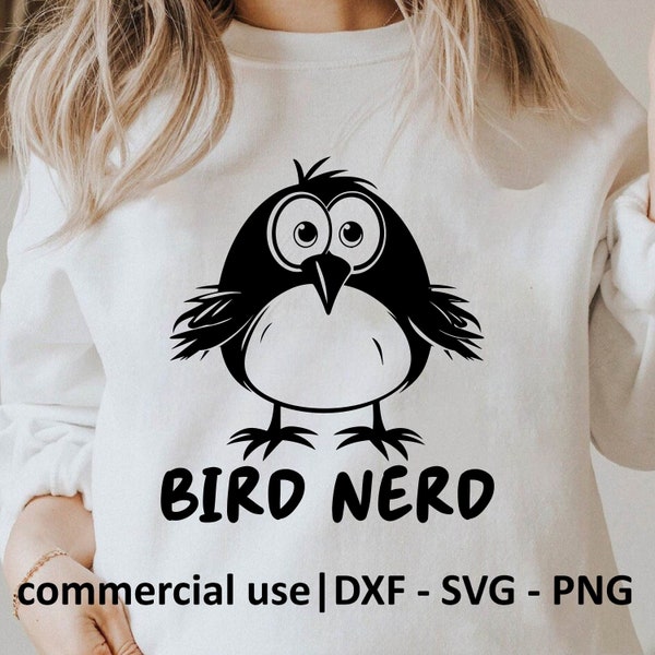 Funny Bird Nerd Svg, Funny Bird Png, Funny Nerd Svg For Shirt, Bird Watcher Svg, Bird Nerd Svg Black And White Print, Commercial Use License