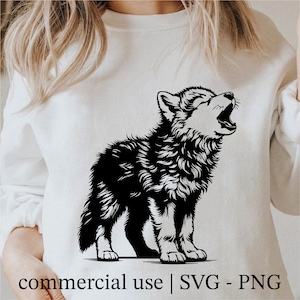 Wolf Puppy Svg, Baby Wolf Png, Cricut Wolf Png, Wolf Cub Png, Wolf Pup  Svg, wolf Svg Black And White Prints, Commercial Use License
