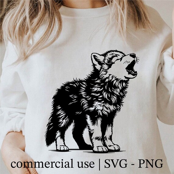 Wolf Puppy Svg, Baby Wolf Png, Cricut Wolf Png, Wolf Cub Png, Wolf Pup  Svg, wolf Svg Black And White Prints, Commercial Use License