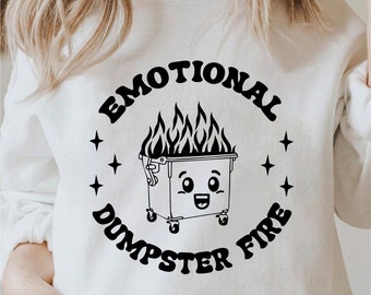 Mental Health Svg, Funny Mental Health Png, Emotional Dumpster Fire Svg, Anxiety Svg Black And White Prints, Commercial Use