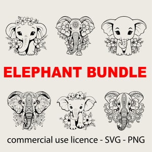 Unique Elephant Bundle Svg, Mandala Animal Bundle Png, Cute Elephant Bundle Svg, Baby Elephant Svg Black And White Prints, Commercial Use