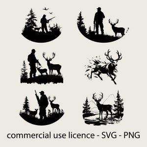 Deer Hunting Svg Bundle, Hunting Season Png, Deer Hunter Svg, Deer Hunting Silhouette, Cricut Deer Svg Black And White Print, Commercial Use