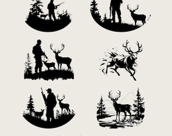 Deer Hunting Svg Bundle, Hunting Season Png, Deer Hunter Svg, Deer Hunting Silhouette, Cricut Deer Svg Black And White Print, Commercial Use