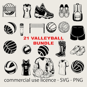 21 designs Volleyball svg bundle, cricut Volleyball png, Volleyball clipart, Volleyball Player svg black and white print, Commercial Use