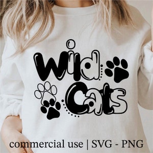 Cute Wildcats Svg, Wildcat Paws Svg, Wildcat Png, Wildcats Clipart, Silhouette Wildcat Svg, Cricut Wildcat Paw Svg, Commercial Use