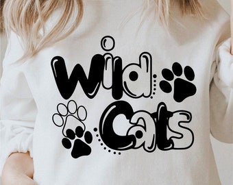 Cute Wildcats Svg, Wildcat Paws Svg, Wildcat Png, Wildcats Clipart, Silhouette Wildcat Svg, Cricut Wildcat Paw Svg, Commercial Use