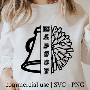 Cheer Life Svg, Cheer Megaphone Svg, Cheerleader Mom Svg, Mascot Svg, Cricut Cheerleader Svg Black And White Print, Commercial Use