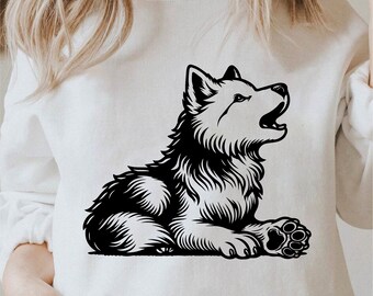 Wolf Puppy Svg, Baby Wolf Png, Cricut Wolf Png, Wolf Cub Png, Wolf Pup  Svg, wolf Svg Black And White Prints, Commercial Use License