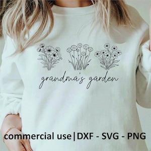 Grandma&#39;s Garden Svg Png Dxf, Grammys Garden Svg Png Files, Flowers Svg, Personalized Gift For Grandmother Svg, Commercial Use License