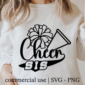 Cheer Sister Svg, Megaphone Clipart, Cheer Sis Svg, Pom Pom Png, Cheerleader Team Svg, Cheerleader Svg Black And White Print, Commercial Use