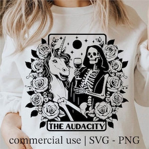 The Audacity Tarot Card Svg, Unicorn Tarot Cards Svg, Skull Lover Tarot Cards Png, Sarcastic Skeleton Tarot Card Clipart, Commercial Use