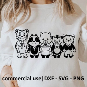 Cute Animals Svg For Shirt, Safari animals Svg, Baby Panda Svg, Cute Animal Svg Black And White Print, Commercial Use License