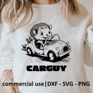 Egel Svg, Png, Dxf, Car Guy Svg, automobilist Svg, schattige egel Png, autoliefhebber Svg voor knippen, auto's Svg, licentie voor commercieel gebruik