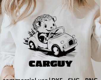 Hedgehog Svg, Png, Dxf, Car Guy Svg, Car Driver Svg, Cute Hedgehog Png, Car Lover Svg for Cut, Cars Svg, Commercial Use License
