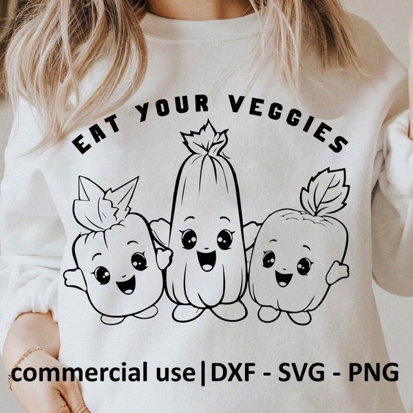 Eat Your Veggies Svg, Png, Dxf, Vegetarian Svg, Healty Eating Quotes Svg, Vegetarian Svg Black And White Prints, Commercial Use License