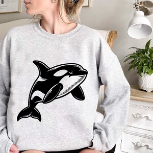 14 Orca Bundle Svg, Whale Bundle Svg, Cute Orca Clipart, Orca Silhouette Png, Orca Png, Whale Lover Svg Czarno-biały, Komercyjne zastosowanie zdjęcie 8