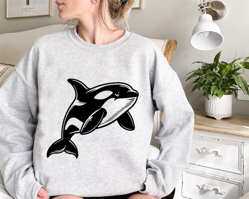 14 Orca Bundle Svg, Whale Bundle Svg, Cute Orca Clipart, Orca Silhouette Png, Orca Png, Whale Lover Svg Czarno-biały, Komercyjne zastosowanie zdjęcie 8