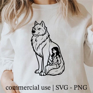Wolf and Girl Svg, Wolf Girl Png, Wolf and women Silhouette Png, Wolf  Svg Black And White Prints, Commercial Use License