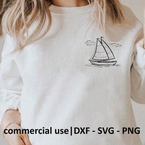 Boat Sailing Svg, Png, Dxf, Sailboat on Waves Svg, Minimalist Sailing Outline, Nautical Svg, Png, Sailboat Svg, Commercial Use License