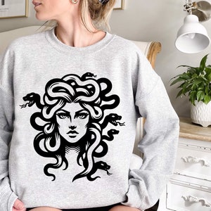 15 Pcs Medusa Svg Bundle, Medusa Png for Shirt Design, Cool Medusa Tattoo Design, Cricut Medusa Svg Black and White Print, Commercial Use image 3