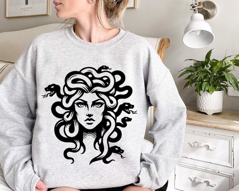 15 Pcs Medusa Svg Bundle, Medusa Png for Shirt Design, Cool Medusa Tattoo Design, Cricut Medusa Svg Black and White Print, Commercial Use image 3