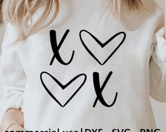 Xoxo Heart Svg, Hugs And Kisses Svg, Heart Svg, Hello Valentine Shirt Svg, Xoxo Png, Xoxo Svg Black And White Print, Commercial Use License