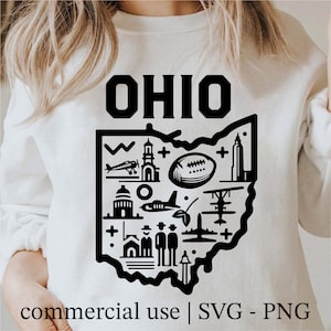 Ohio Svg, State Svg, Ohio Clipart, Ohio Outline, Ohio Shirt Design, State Png, Ohio Png, Ohio Svg Black and White, Commercial Use