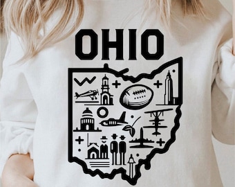 Ohio Svg, staat Svg, Ohio Clipart, Ohio overzicht, Ohio Shirt Design, staat Png, Ohio Png, Ohio Svg zwart-wit, commercieel gebruik