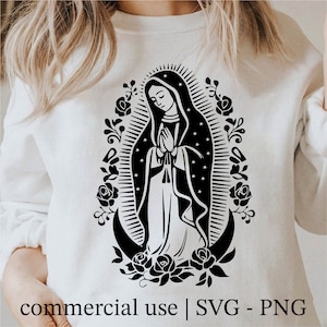 Mother Of Jesus Svg, Rose With Virgin Mary Png, House Of The Virgin Mary Svg, Virgin Mary Svg Black And White Prints, Commercial Use License