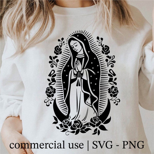 Madre de Jesús Svg, Rosa con Virgen María Png, Casa de la Virgen María Svg, Virgen María Svg Impresiones en blanco y negro, Licencia de uso comercial