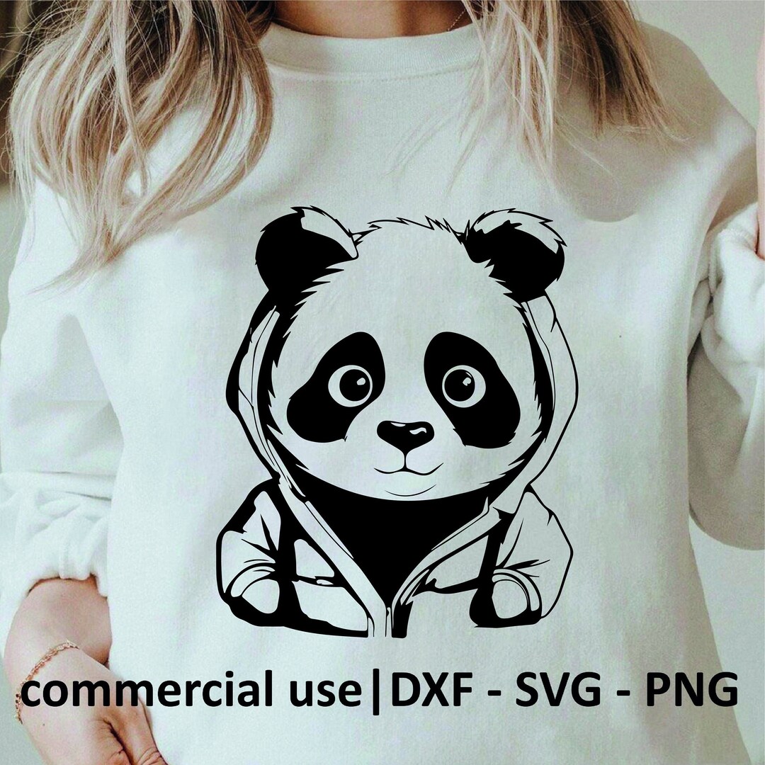 Cute Panda Svg, Png, Dxf, Simple Panda Png, Cool Panda Face Svg, Black ...