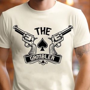 The Gambler Svg, Las Vegas Svg, contour western des armes à feu et des cartes, Poker Card Png, Poker Lover Svg, Gambler Svg noir et blanc, usage commercial